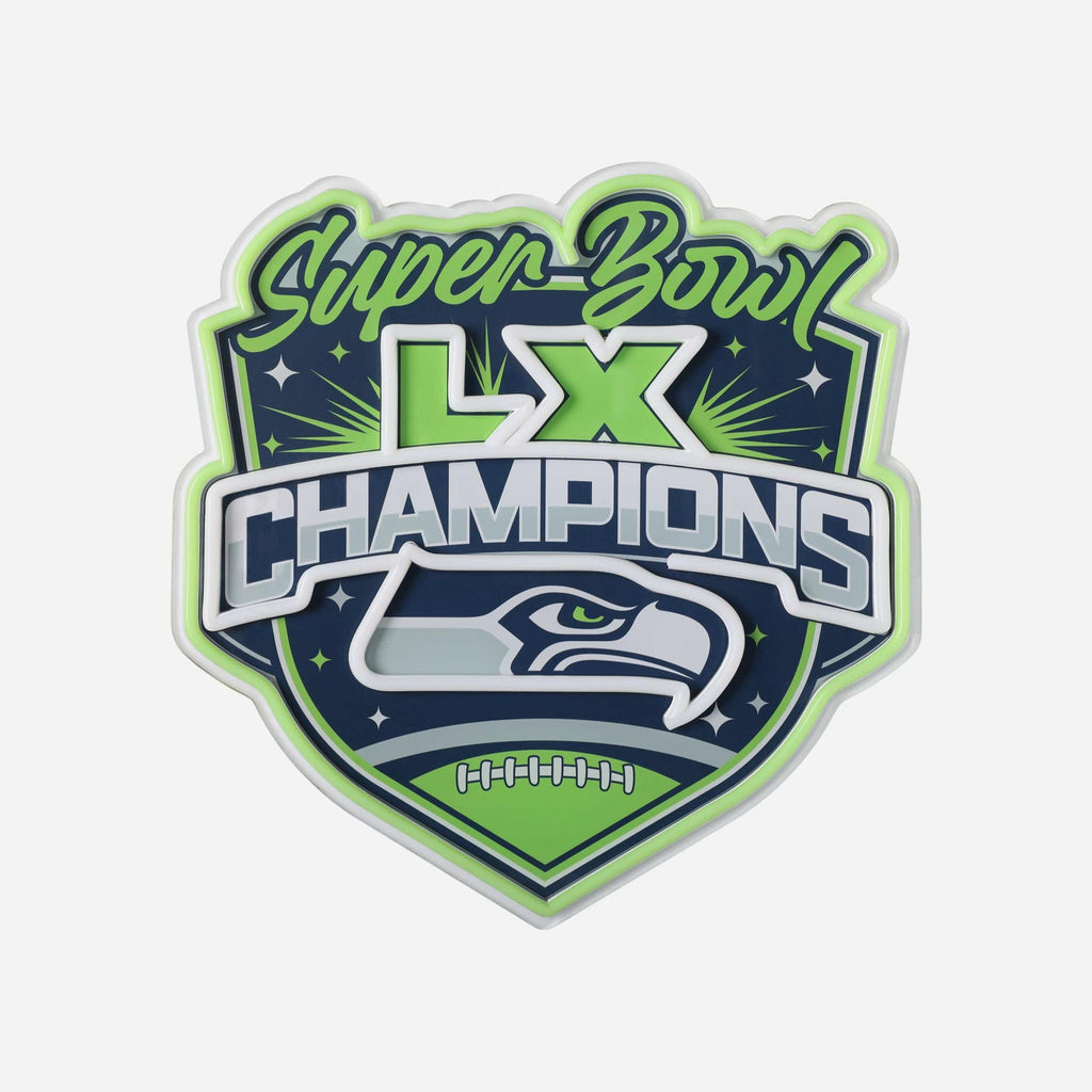 Seattle Seahawks Super Bowl LX Champions Neon Light Up Team Logo Sign FOCO - FOCO.com