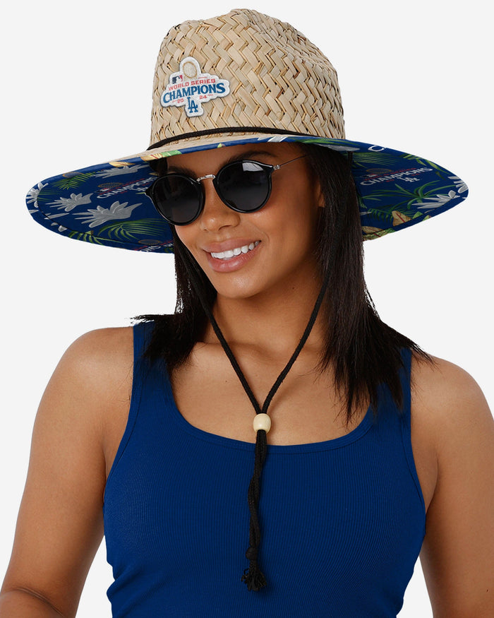 Los Angeles Dodgers 2024 World Series Champions Floral Straw Hat FOCO - FOCO.com