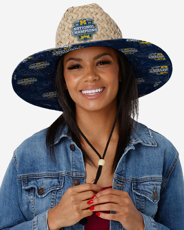 Michigan Wolverines 2023 Football National Champions Floral Straw Hat FOCO - FOCO.com