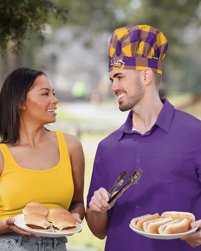 LSU Tigers Plaid Chef Hat FOCO - FOCO.com