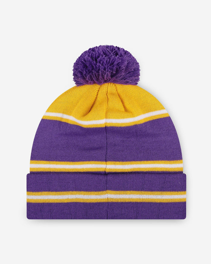 LSU Tigers Big Wordmark Stripe Pom Beanie FOCO - FOCO.com