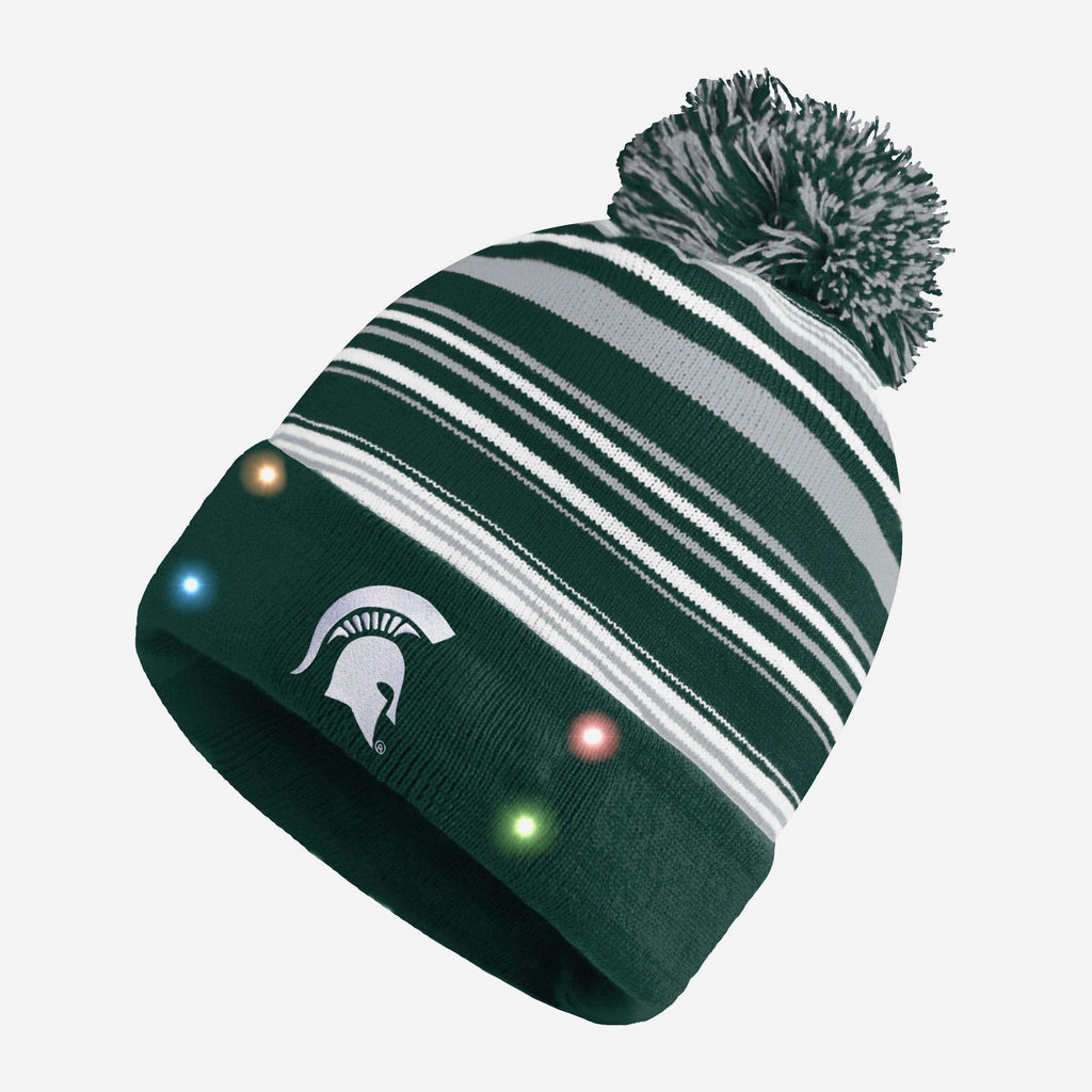 Michigan State Spartans Horizontal Stripe Light Up Beanie FOCO - FOCO.com