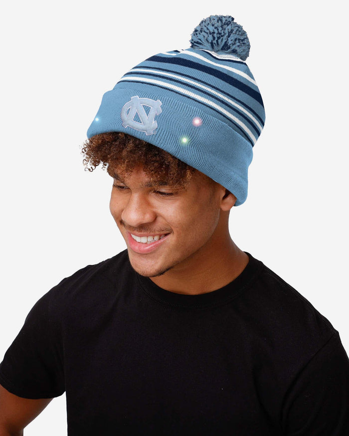 North Carolina Tar Heels Horizontal Stripe Light Up Beanie FOCO - FOCO.com