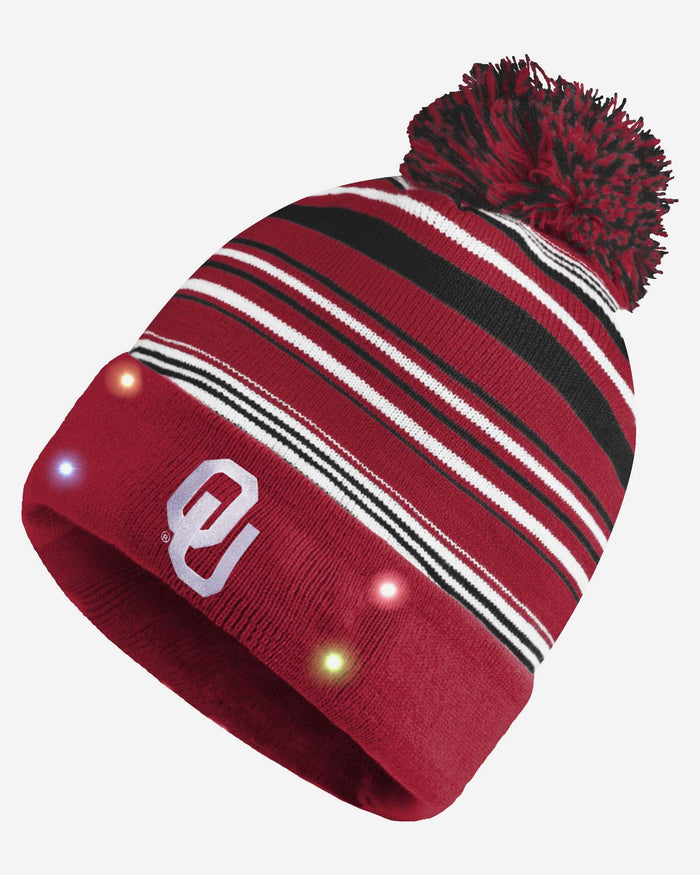 Oklahoma Sooners Horizontal Stripe Light Up Beanie FOCO - FOCO.com