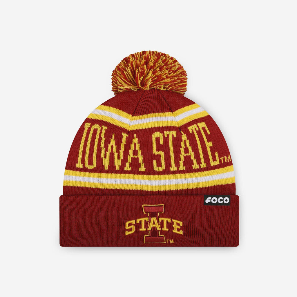 Iowa State Cyclones Primary Stripe Pom Beanie FOCO - FOCO.com
