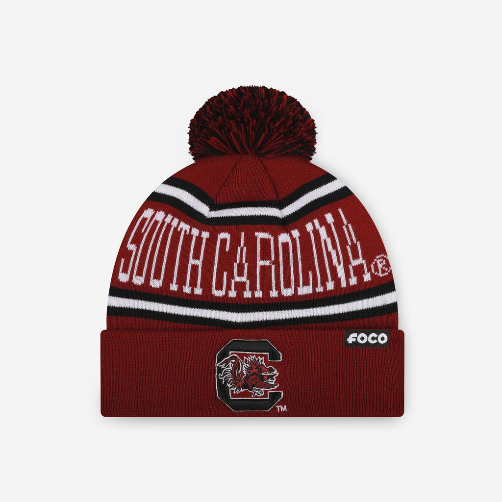 South Carolina Gamecocks Primary Stripe Pom Beanie FOCO - FOCO.com