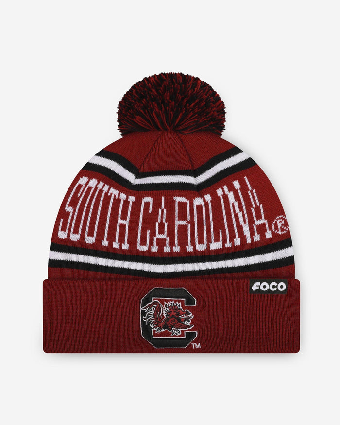South Carolina Gamecocks Primary Stripe Pom Beanie FOCO - FOCO.com