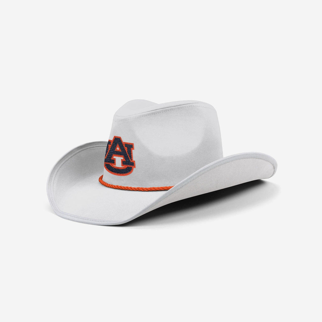 Auburn Tigers White Rhinestone Logo Cowboy Hat FOCO - FOCO.com