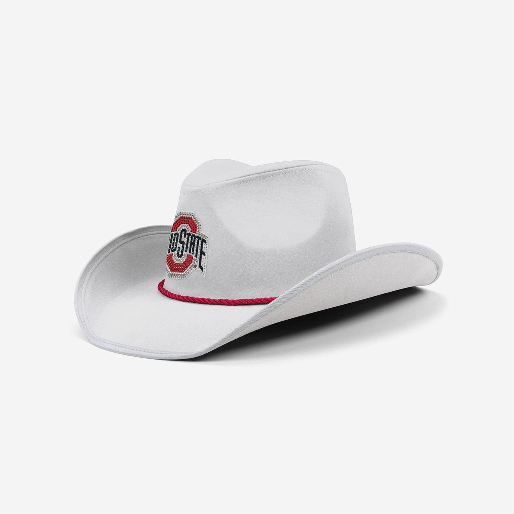 Ohio State Buckeyes White Rhinestone Logo Cowboy Hat FOCO - FOCO.com