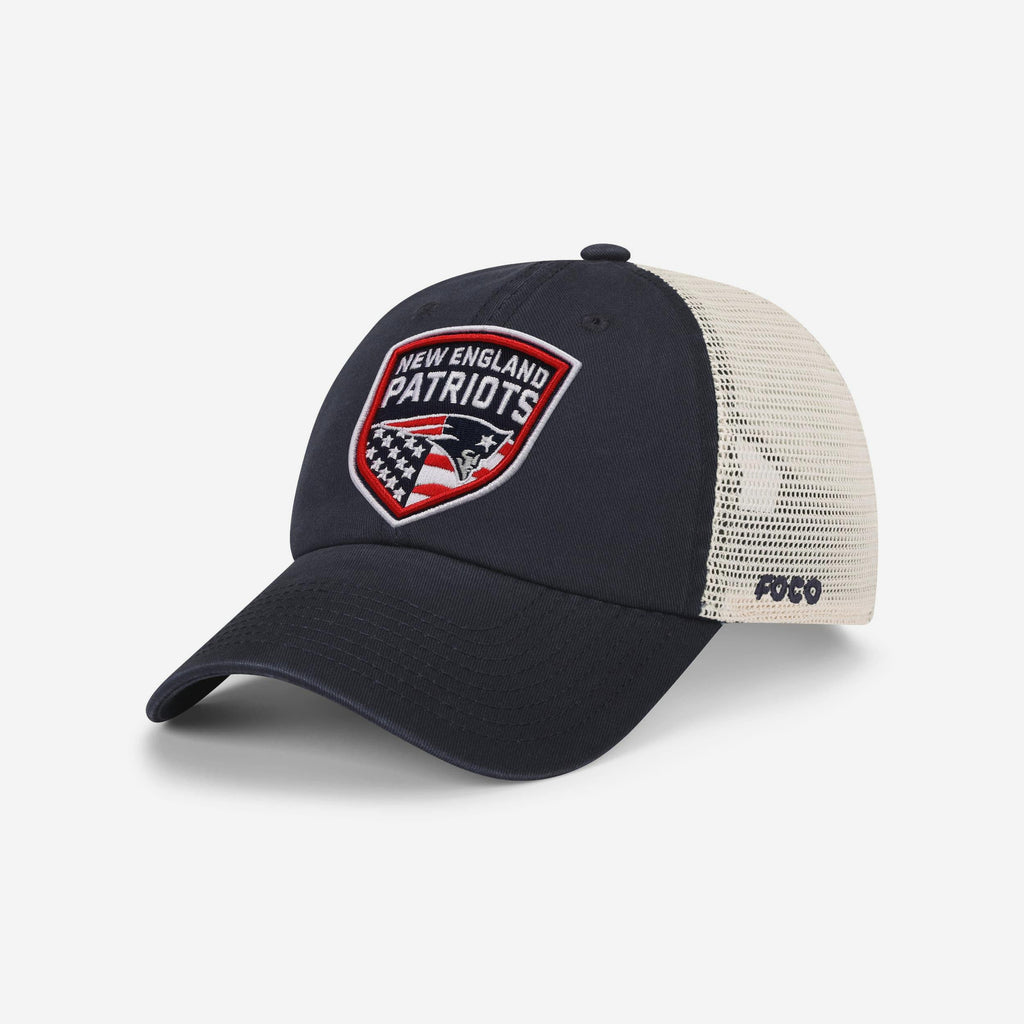 New England Patriots Americana Patch Casual Trucker Cap FOCO - FOCO.com