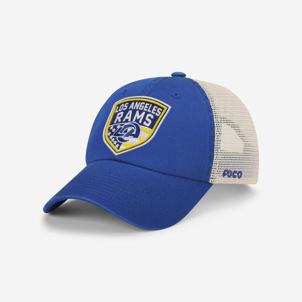Los Angeles Rams Americana Patch Casual Trucker Cap FOCO - FOCO.com