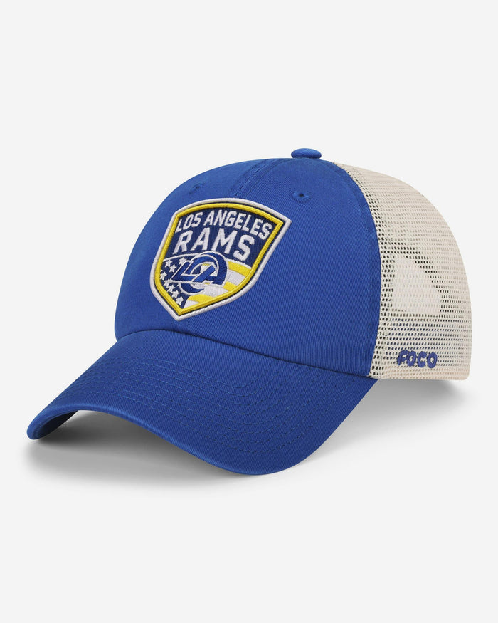 Los Angeles Rams Americana Patch Casual Trucker Cap FOCO - FOCO.com