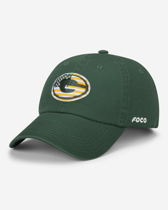 Green Bay Packers Americana Primary Logo Casual Cap FOCO - FOCO.com