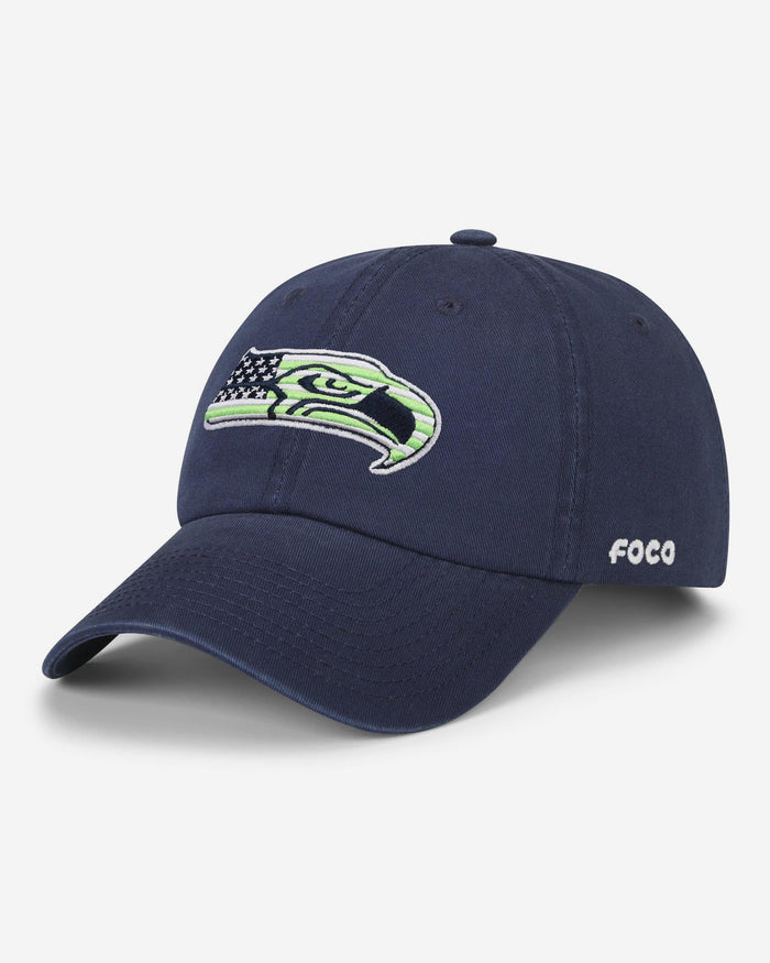 Seattle Seahawks Americana Primary Logo Casual Cap FOCO - FOCO.com