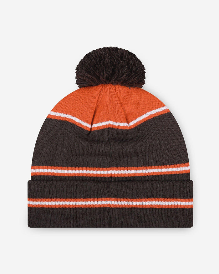 Cleveland Browns Big Wordmark Stripe Pom Beanie FOCO - FOCO.com