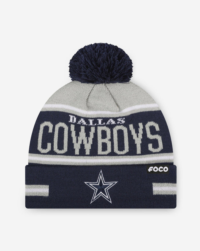 Dallas Cowboys Big Wordmark Stripe Pom Beanie FOCO - FOCO.com