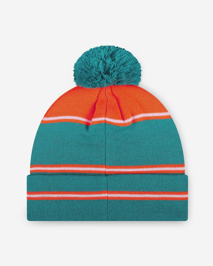 Miami Dolphins Big Wordmark Stripe Pom Beanie FOCO - FOCO.com