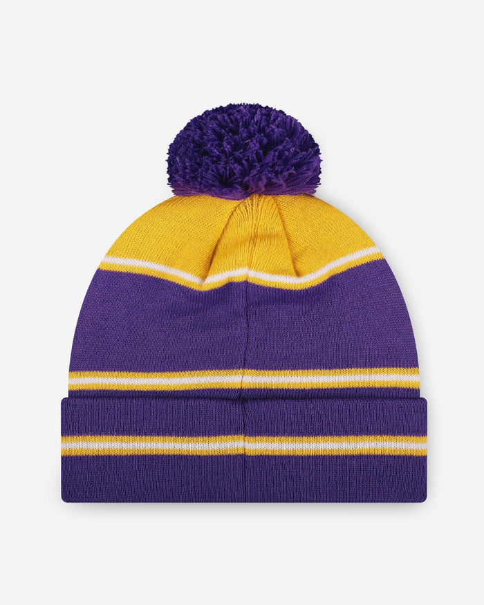 Minnesota Vikings Big Wordmark Stripe Pom Beanie FOCO - FOCO.com