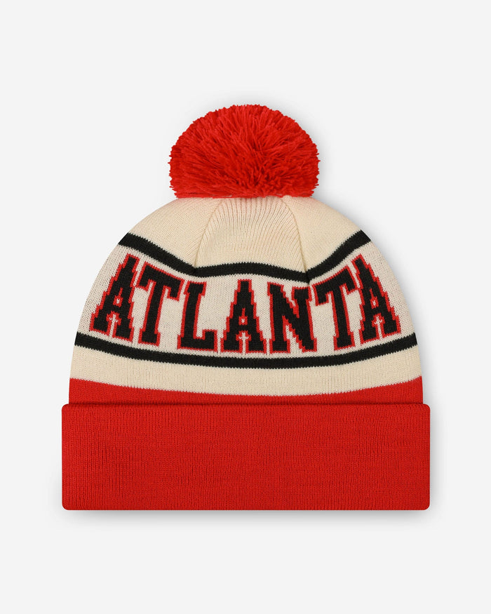 Atlanta Falcons Heritage Stripe Retro Logo Pom Beanie FOCO - FOCO.com