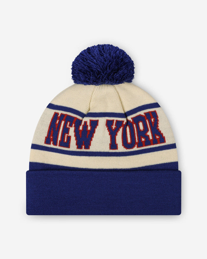 New York Giants Heritage Stripe Retro Logo Pom Beanie FOCO - FOCO.com