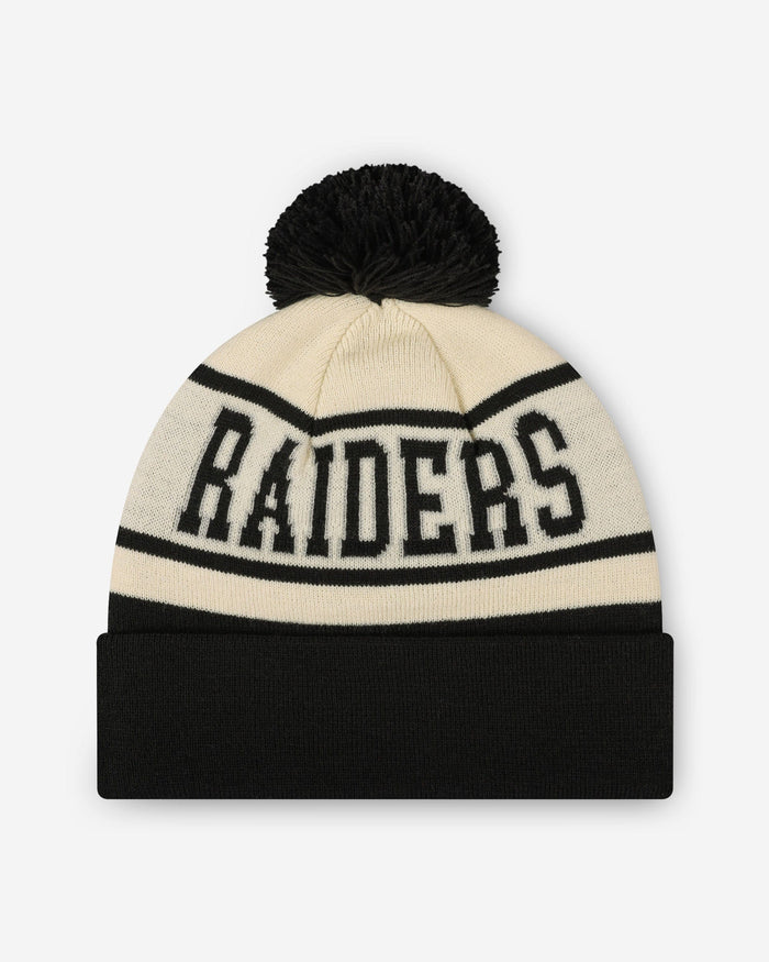 Las Vegas Raiders Heritage Stripe Retro Logo Pom Beanie FOCO - FOCO.com