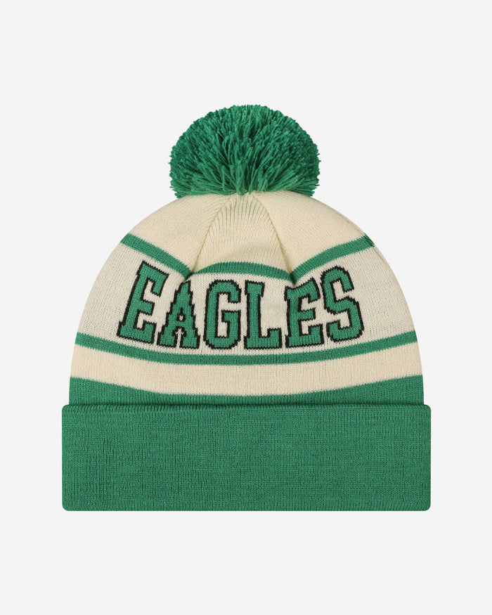 Philadelphia Eagles Heritage Stripe Retro Logo Pom Beanie FOCO - FOCO.com