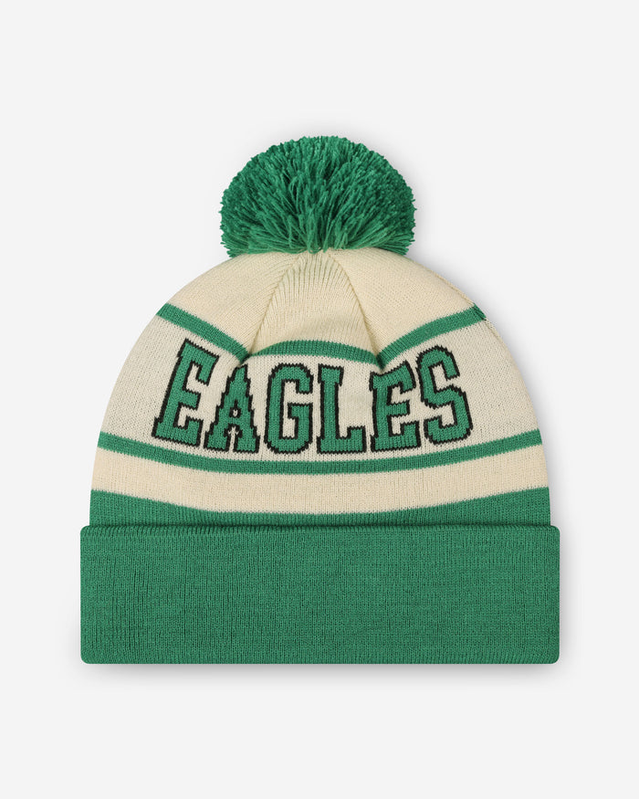 Philadelphia Eagles Heritage Stripe Retro Logo Pom Beanie FOCO - FOCO.com