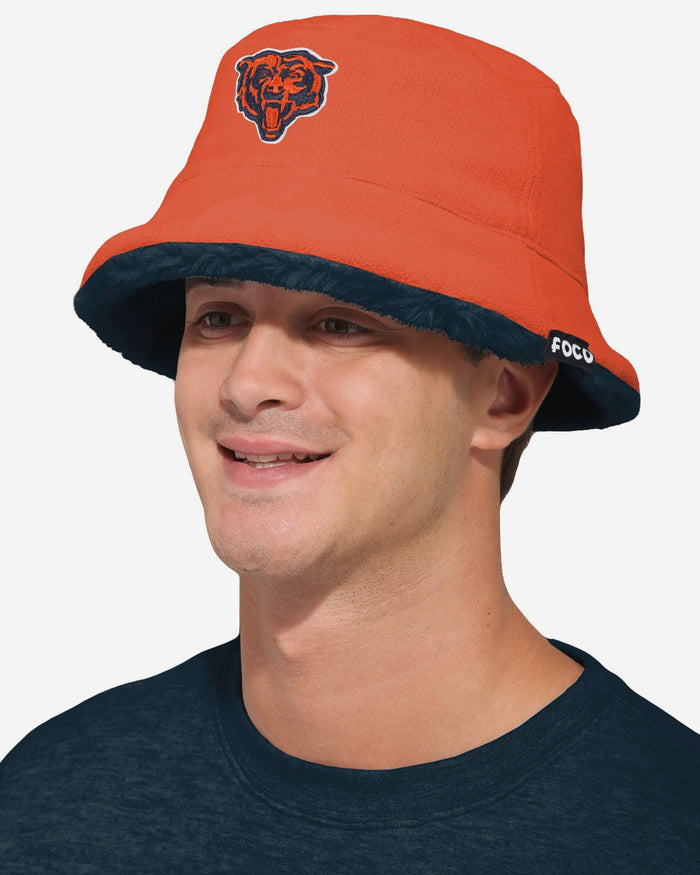 Chicago Bears Reversible Faux Fur Bucket Hat FOCO - FOCO.com