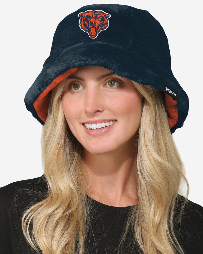 Chicago Bears Reversible Faux Fur Bucket Hat FOCO - FOCO.com