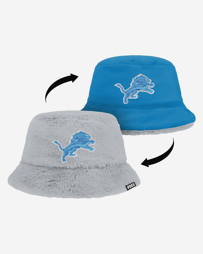Detroit Lions Reversible Faux Fur Bucket Hat FOCO - FOCO.com