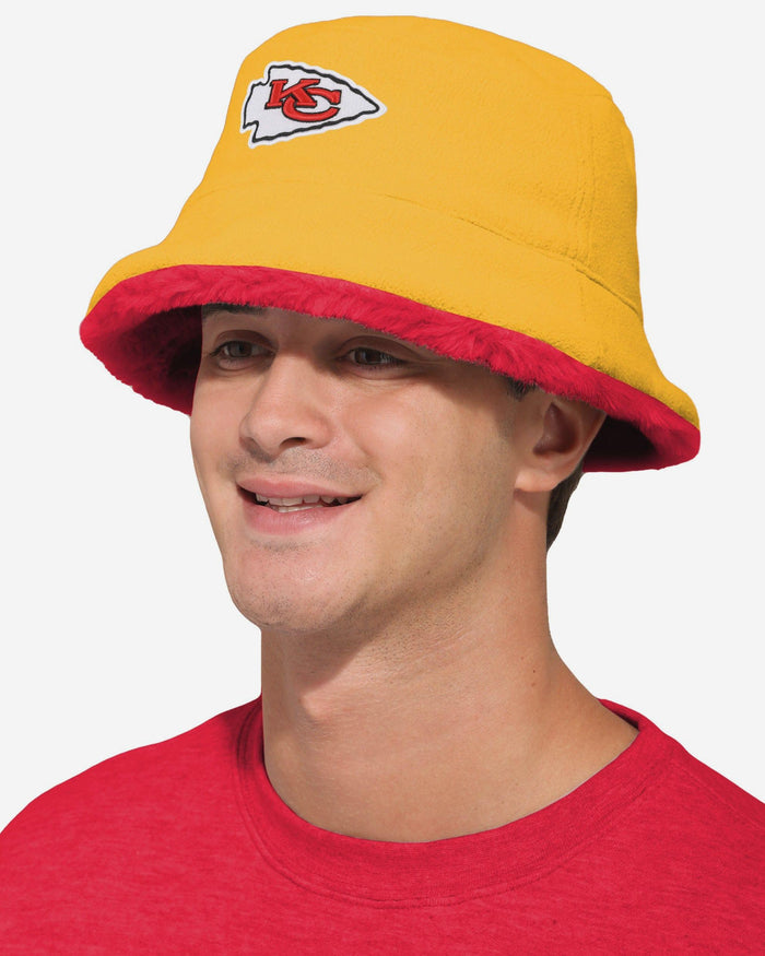 Kansas City Chiefs Reversible Faux Fur Bucket Hat FOCO - FOCO.com