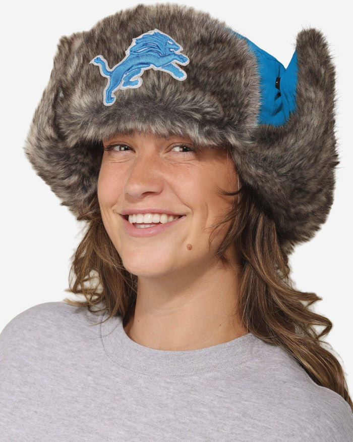 Detroit Lions Faux Fur Trapper Hat FOCO - FOCO.com