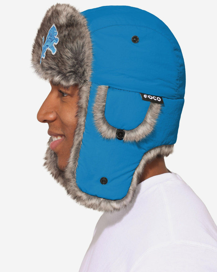 Detroit Lions Faux Fur Trapper Hat FOCO - FOCO.com