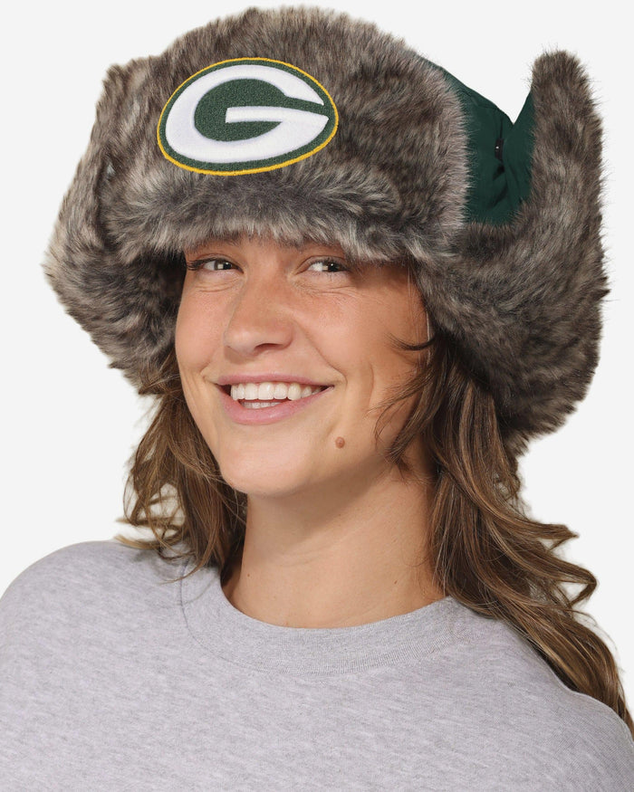 Green Bay Packers Faux Fur Trapper Hat FOCO - FOCO.com