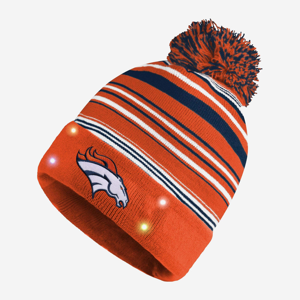 Denver Broncos Horizontal Stripe Light Up Beanie FOCO - FOCO.com