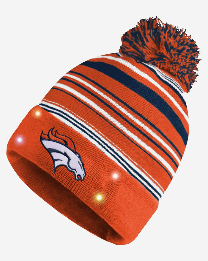 Denver Broncos Horizontal Stripe Light Up Beanie FOCO - FOCO.com