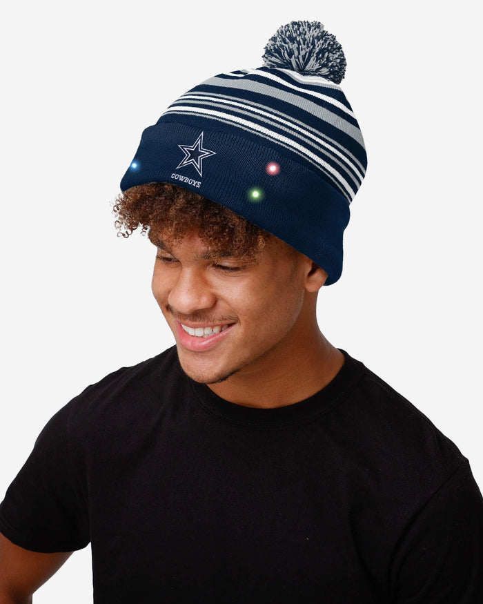 Dallas Cowboys Horizontal Stripe Light Up Beanie FOCO - FOCO.com