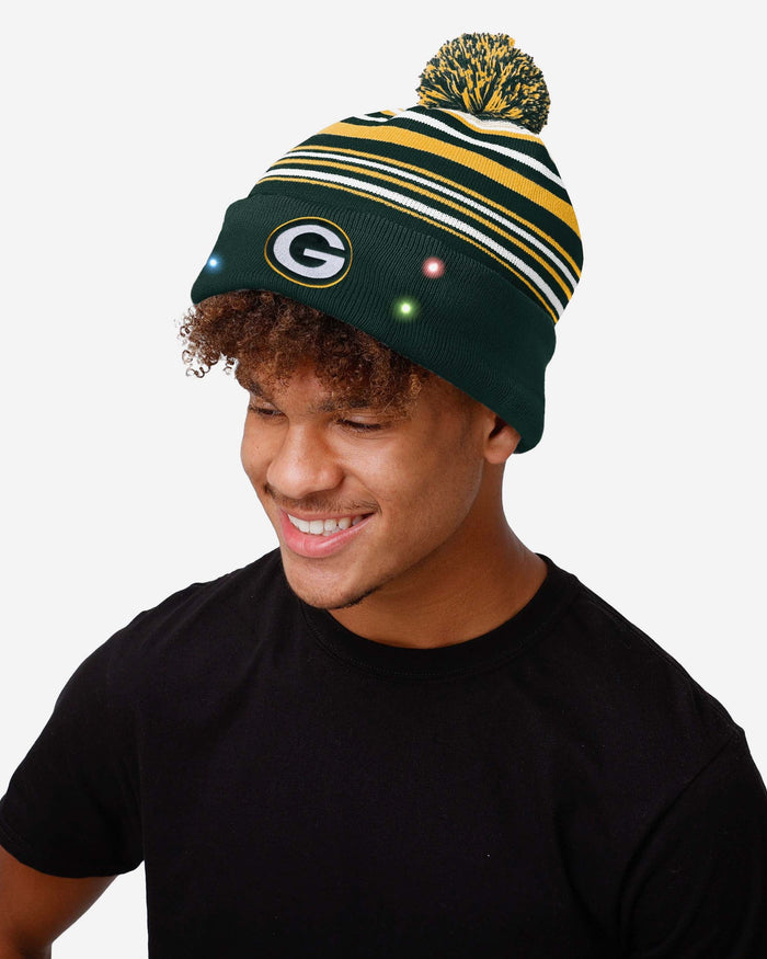 Green Bay Packers Horizontal Stripe Light Up Beanie FOCO - FOCO.com