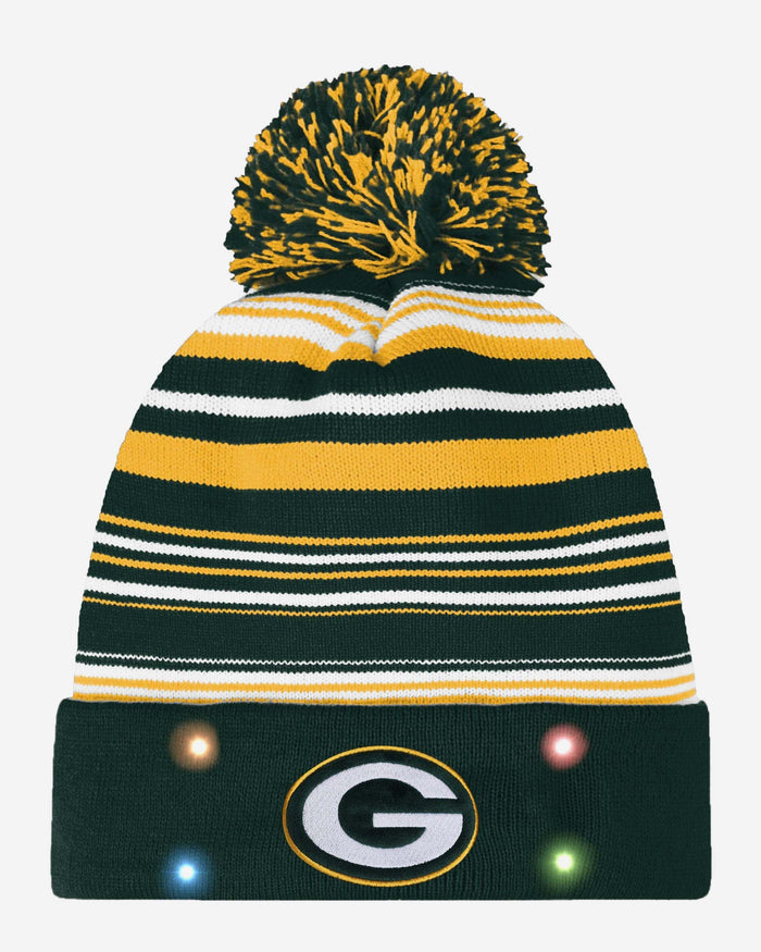 Green Bay Packers Horizontal Stripe Light Up Beanie FOCO - FOCO.com