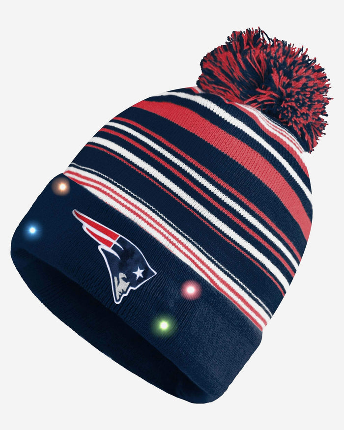 New England Patriots Horizontal Stripe Light Up Beanie FOCO - FOCO.com