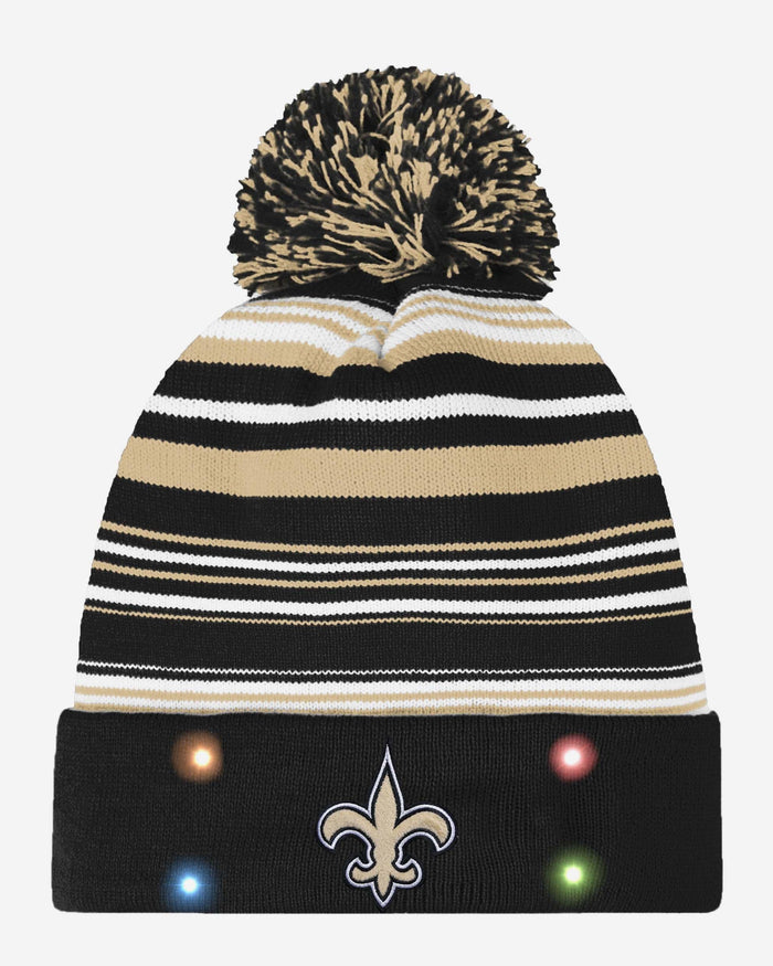 New Orleans Saints Horizontal Stripe Light Up Beanie FOCO - FOCO.com