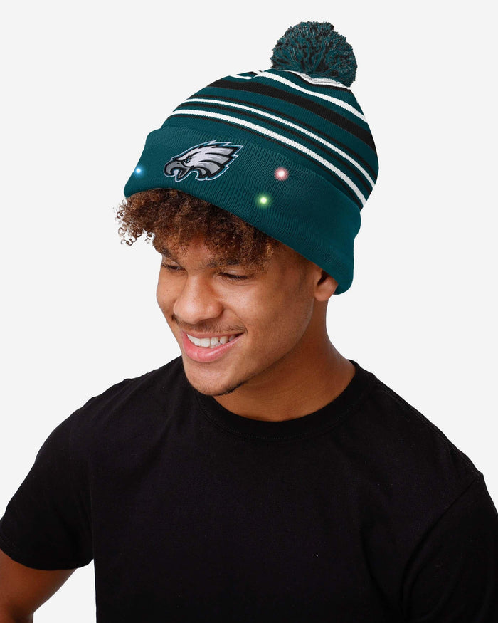 Philadelphia Eagles Horizontal Stripe Light Up Beanie FOCO - FOCO.com