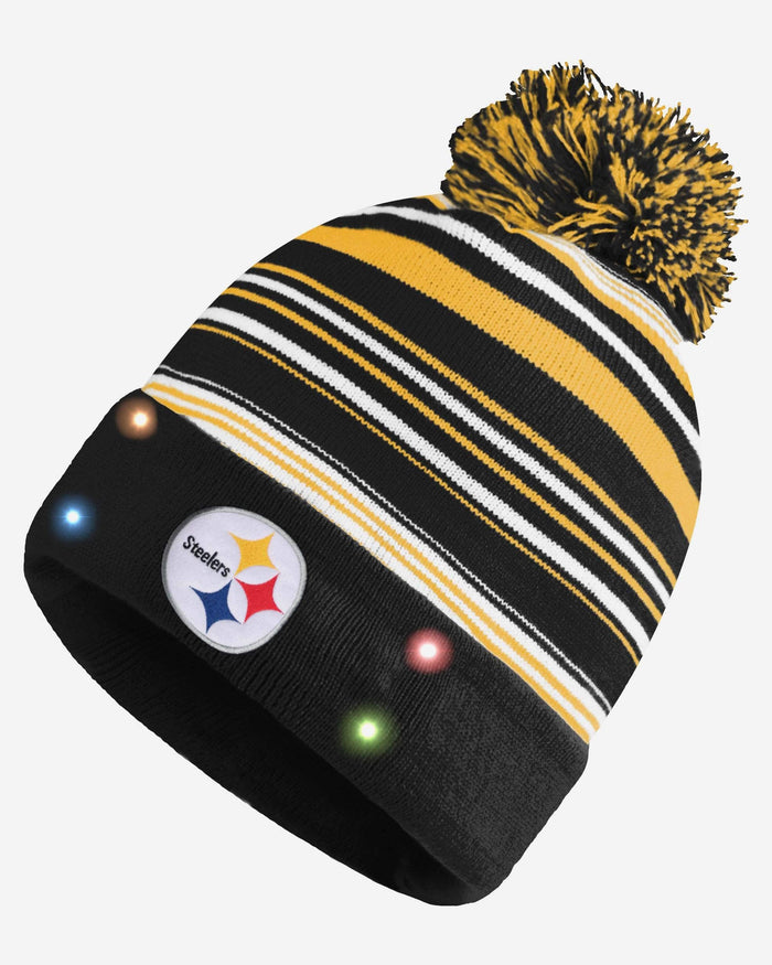 Pittsburgh Steelers Horizontal Stripe Light Up Beanie FOCO - FOCO.com
