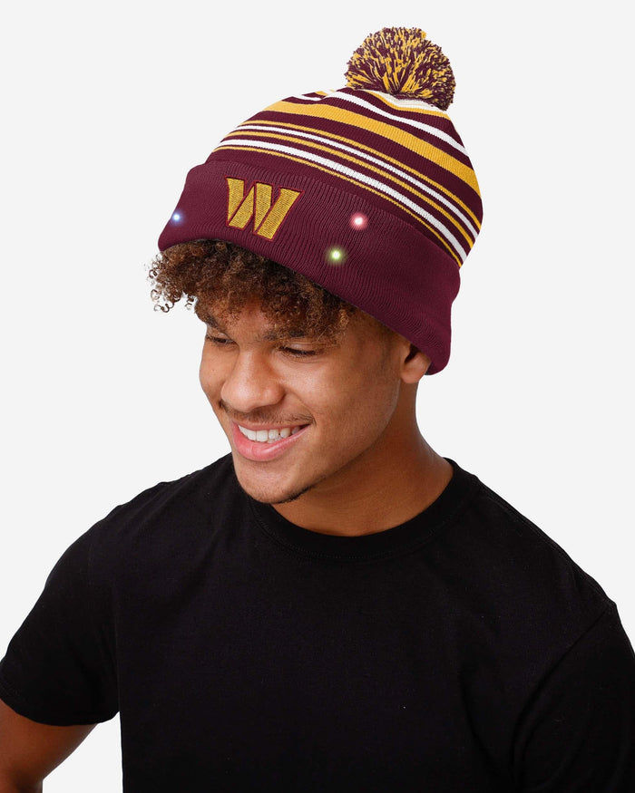 Washington Commanders Horizontal Stripe Light Up Beanie FOCO - FOCO.com