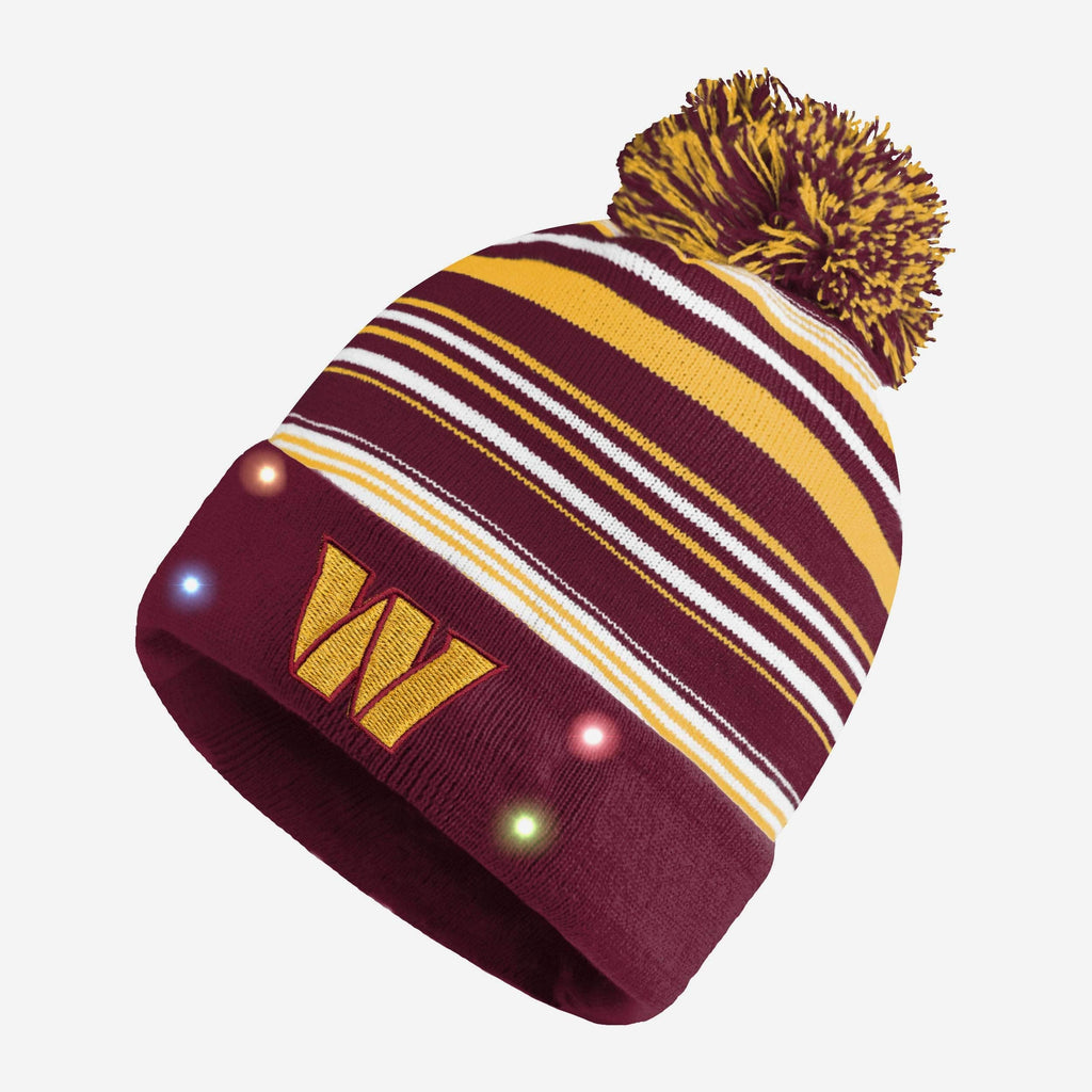 Washington Commanders Horizontal Stripe Light Up Beanie FOCO - FOCO.com