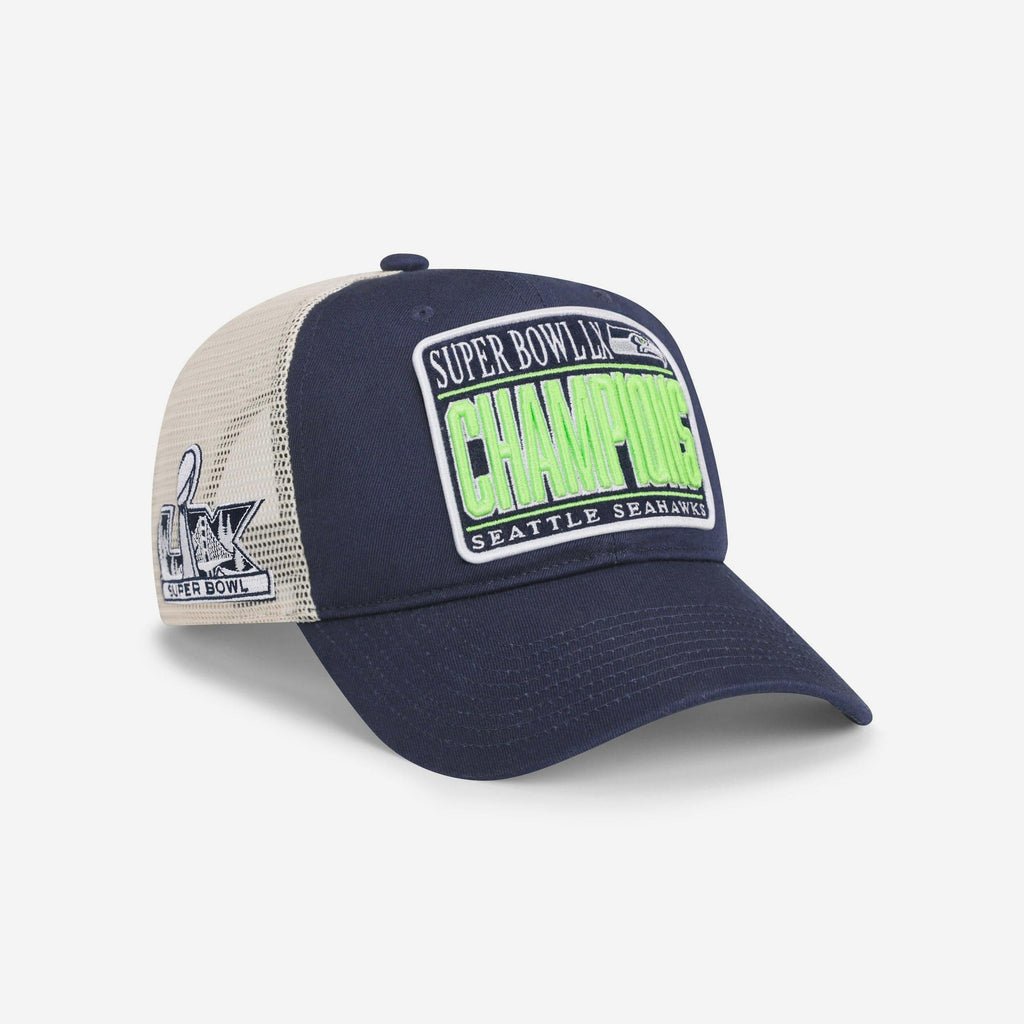 Seattle Seahawks Super Bowl LX Champions Team Color Truckstop Patch Trucker RF Cap FOCO - FOCO.com