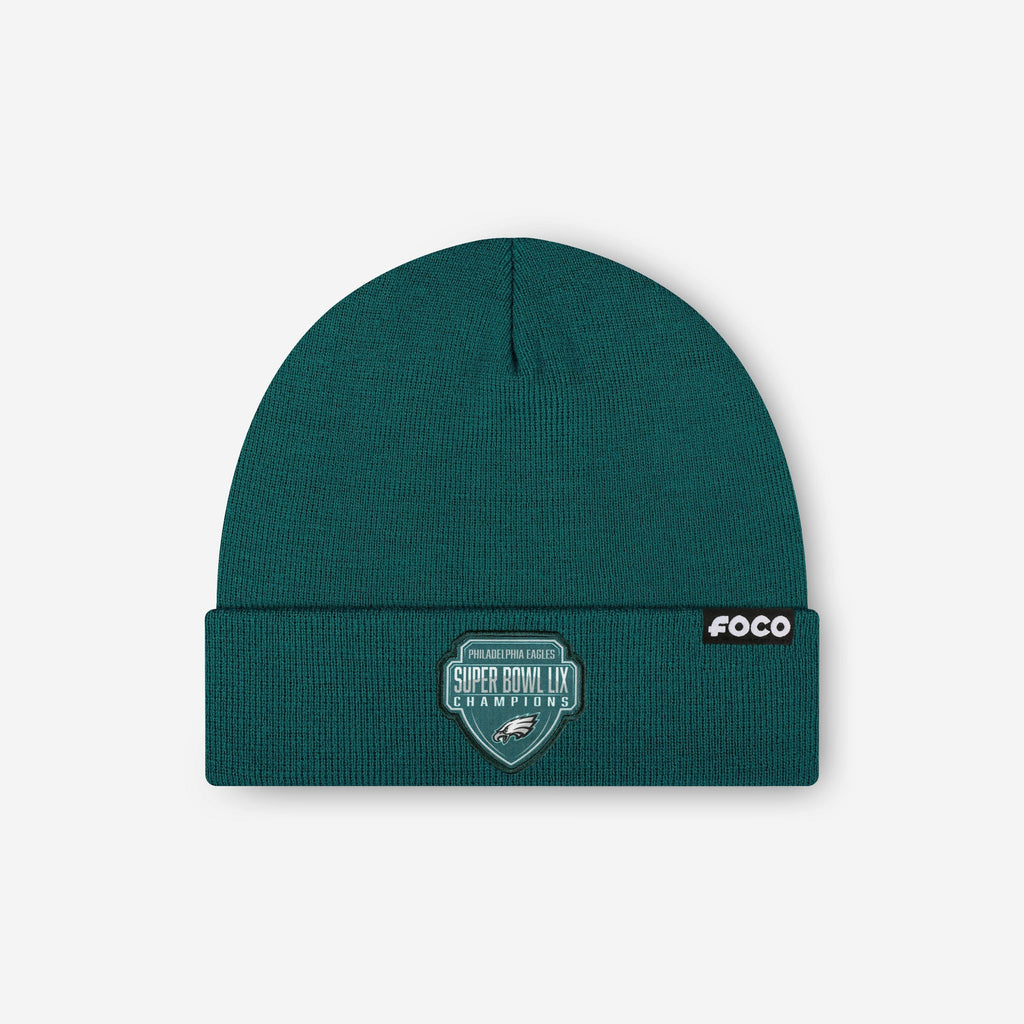 Philadelphia Eagles Super Bowl LIX Champions Basic Primary Logo Beanie FOCO - FOCO.com