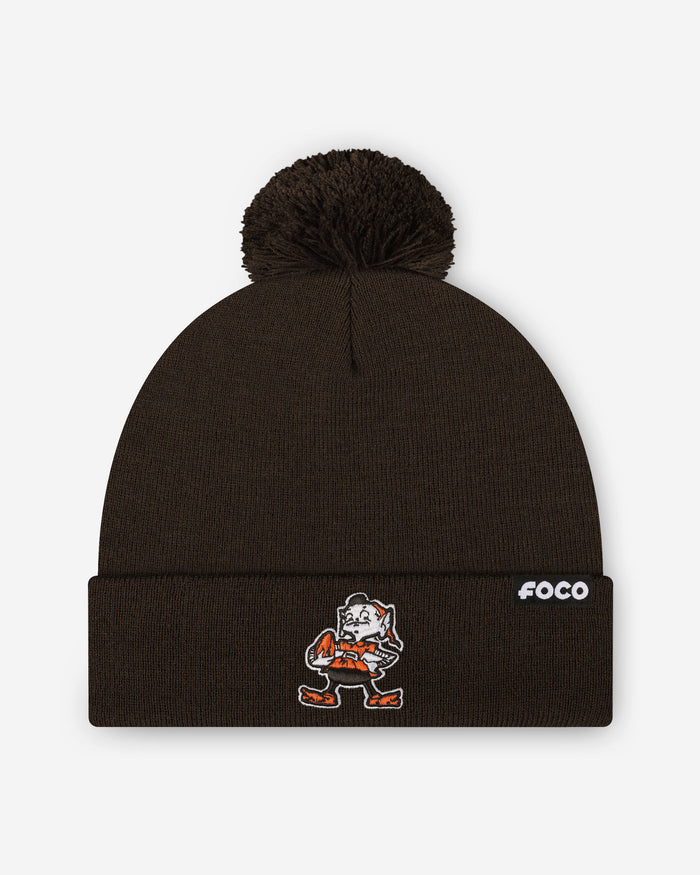 Cleveland Browns Basic Retro Logo Pom Beanie FOCO - FOCO.com