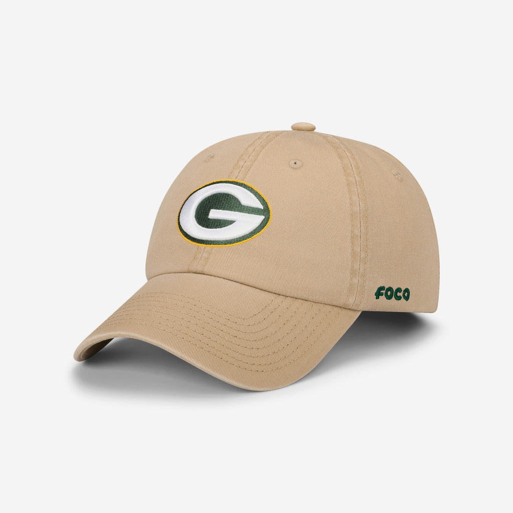 Green Bay Packers Khaki Primary Logo Casual Classic Cap FOCO - FOCO.com