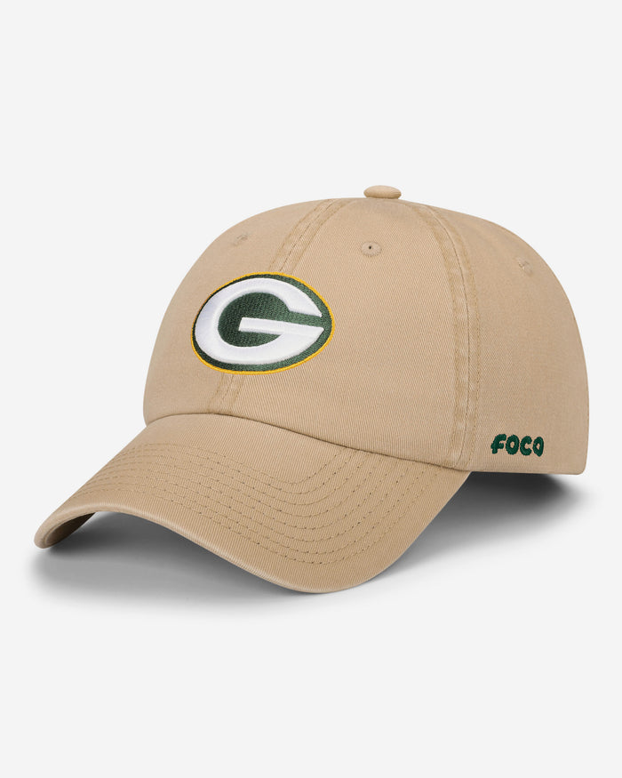 Green Bay Packers Khaki Primary Logo Casual Cap FOCO - FOCO.com